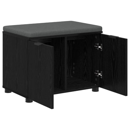 Hall Bench Black Oak 60 x 38 x 46 cm Engineered Wood and Fabric