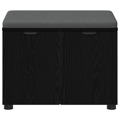 Hall Bench Black Oak 60 x 38 x 46 cm Engineered Wood and Fabric