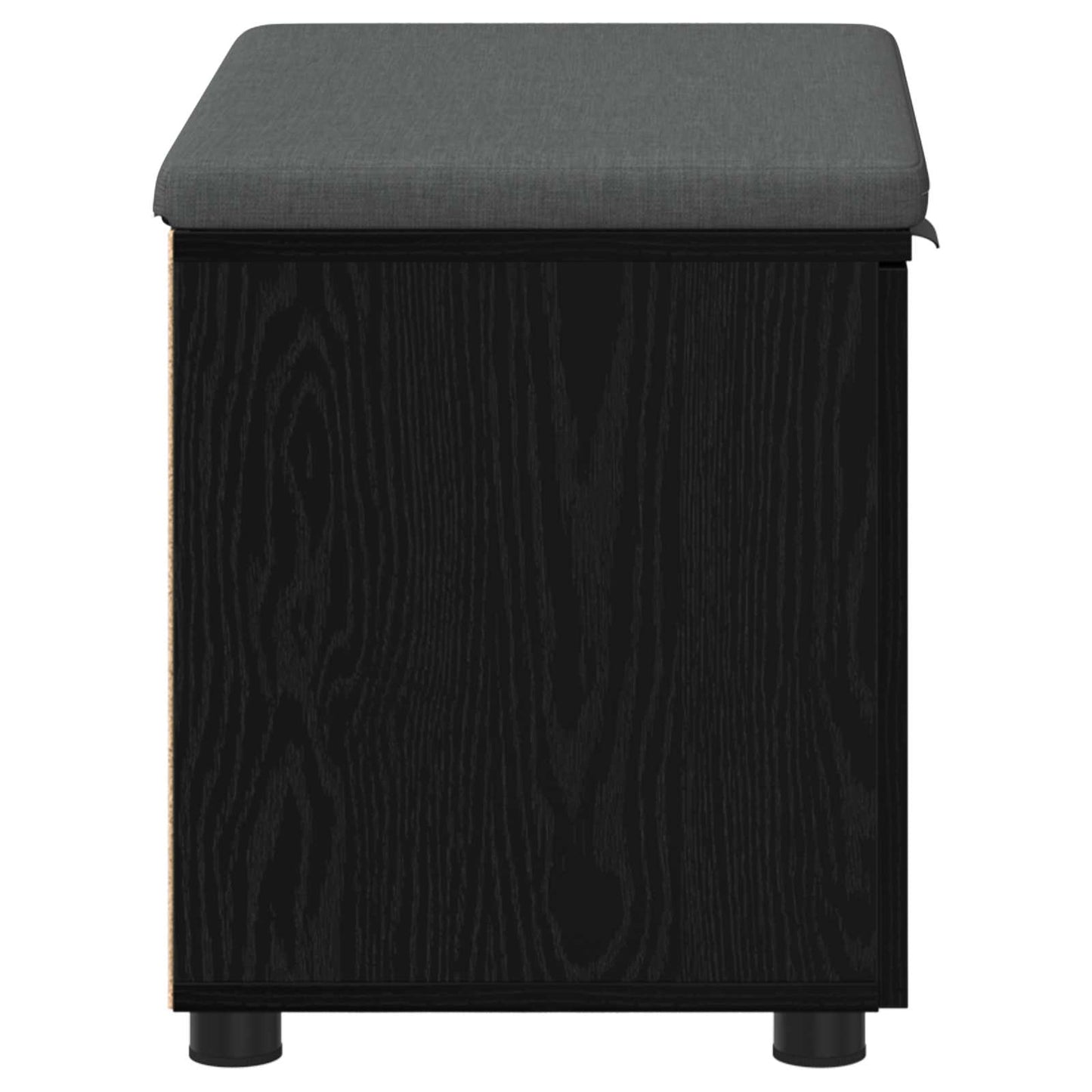 Hall Bench Black Oak 60 x 38 x 46 cm Engineered Wood and Fabric