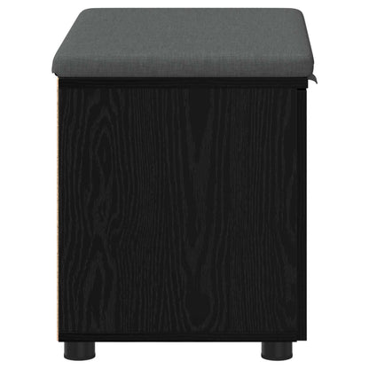 Hall Bench Black Oak 60 x 38 x 46 cm Engineered Wood and Fabric
