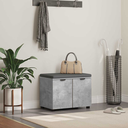 Hall Bench with Cushion with Door Concrete Grey 60 x 38 x 46 cm