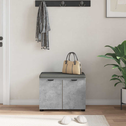 Hall Bench with Cushion with Door Concrete Grey 60 x 38 x 46 cm