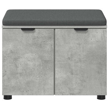 Hall Bench with Cushion with Door Concrete Grey 60 x 38 x 46 cm