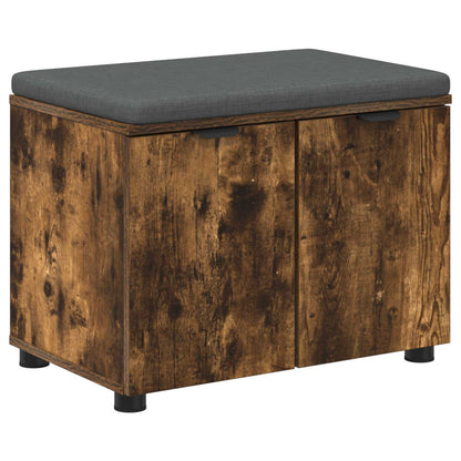 Hall Bench with Cushion with Shelf Smoked Oak 60 x 38 x 46 cm