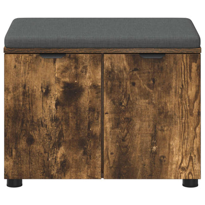 Hall Bench with Cushion with Shelf Smoked Oak 60 x 38 x 46 cm