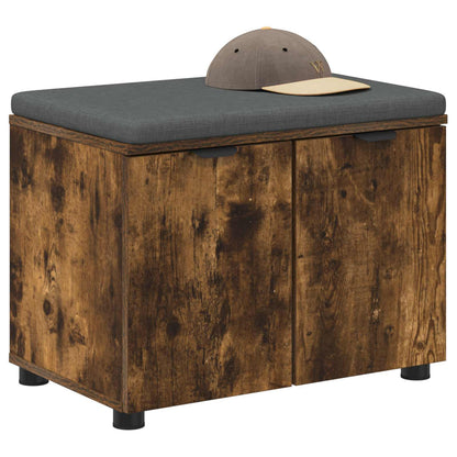 Hall Bench with Cushion with Shelf Smoked Oak 60 x 38 x 46 cm