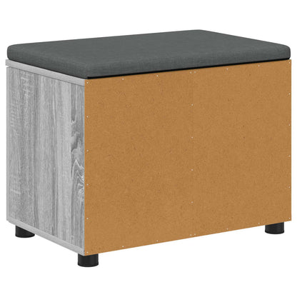 Hall Bench with Cushion with Shelf Grey Sonoma 60 x 38 x 46 cm