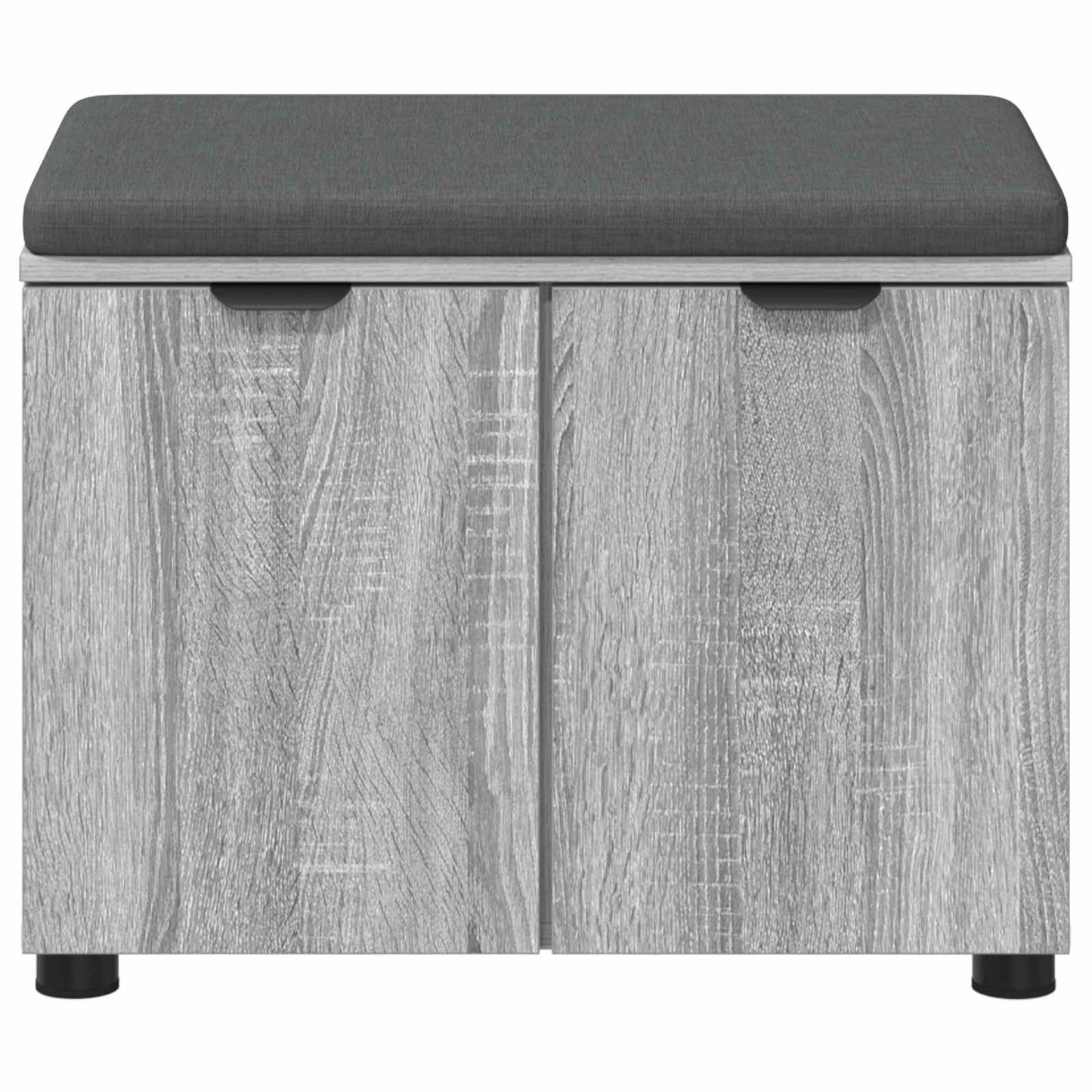 Hall Bench with Cushion with Shelf Grey Sonoma 60 x 38 x 46 cm