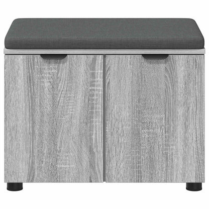 Hall Bench with Cushion with Shelf Grey Sonoma 60 x 38 x 46 cm