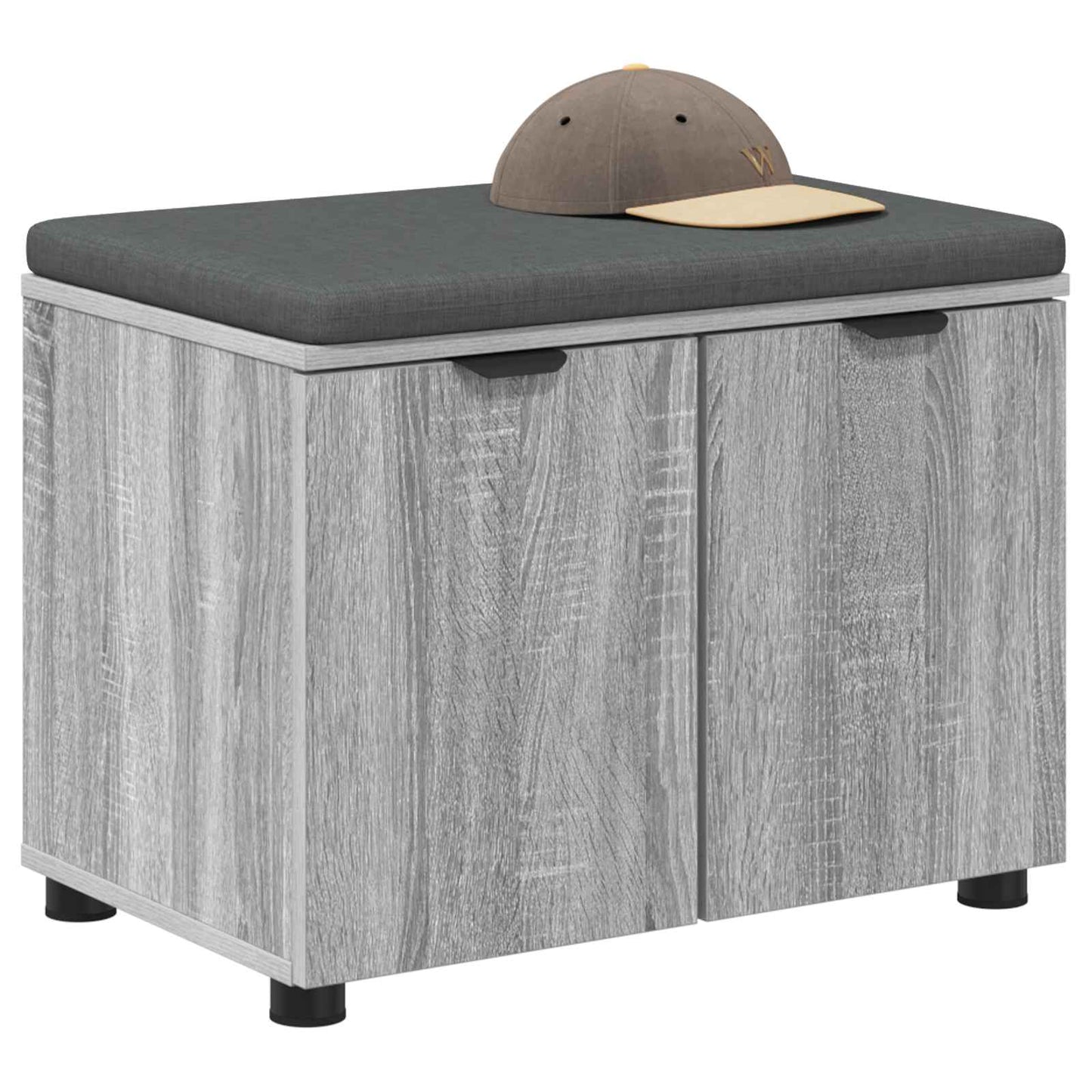 Hall Bench with Cushion with Shelf Grey Sonoma 60 x 38 x 46 cm