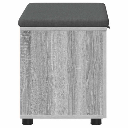 Hall Bench with Cushion with Shelf Grey Sonoma 60 x 38 x 46 cm
