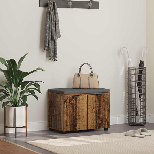 Hall Bench Old Wood 60 x 38 x 46 cm Engineered Wood and Fabric