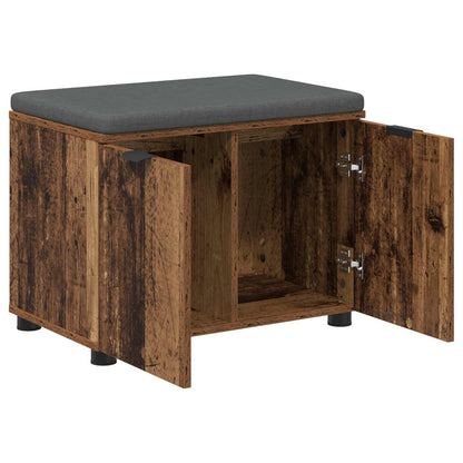 Hall Bench Old Wood 60 x 38 x 46 cm Engineered Wood and Fabric