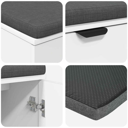 Hall Bench White 80 x 38 x 46 cm Engineered Wood and Fabric