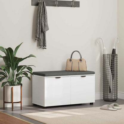 Hall Bench White 80 x 38 x 46 cm Engineered Wood and Fabric