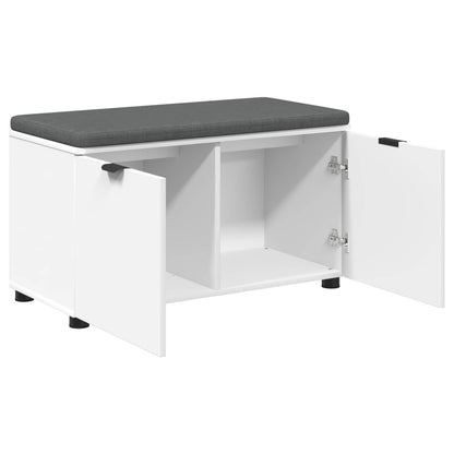 Hall Bench White 80 x 38 x 46 cm Engineered Wood and Fabric