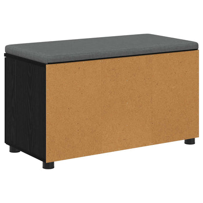 Hall Bench Black Oak 80 x 38 x 46 cm Engineered Wood and Fabric