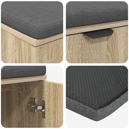 Hall Bench with Cushion with Shelf Sonoma Oak 80 x 38 x 46 cm
