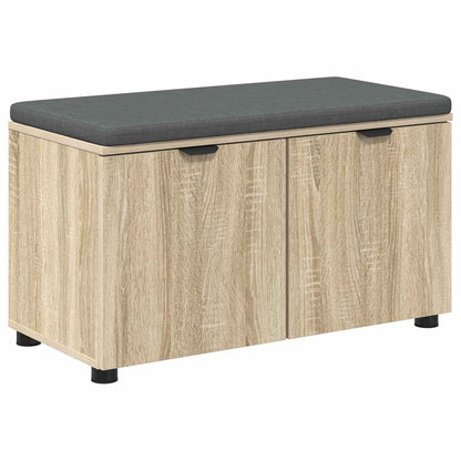 Hall Bench with Cushion with Shelf Sonoma Oak 80 x 38 x 46 cm