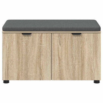 Hall Bench with Cushion with Shelf Sonoma Oak 80 x 38 x 46 cm
