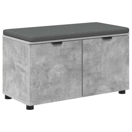 Hall Bench with Cushion with Door Concrete Grey 80 x 38 x 46 cm