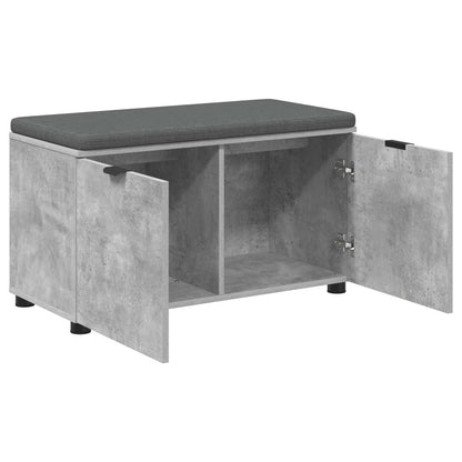 Hall Bench with Cushion with Door Concrete Grey 80 x 38 x 46 cm