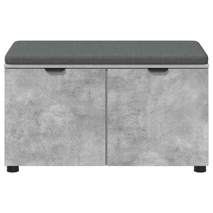 Hall Bench with Cushion with Door Concrete Grey 80 x 38 x 46 cm