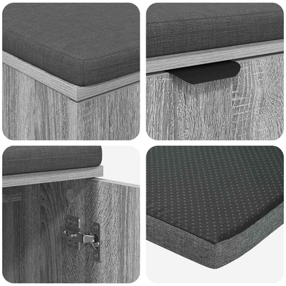Hall Bench with Cushion with Shelf Grey Sonoma 80 x 38 x 46 cm