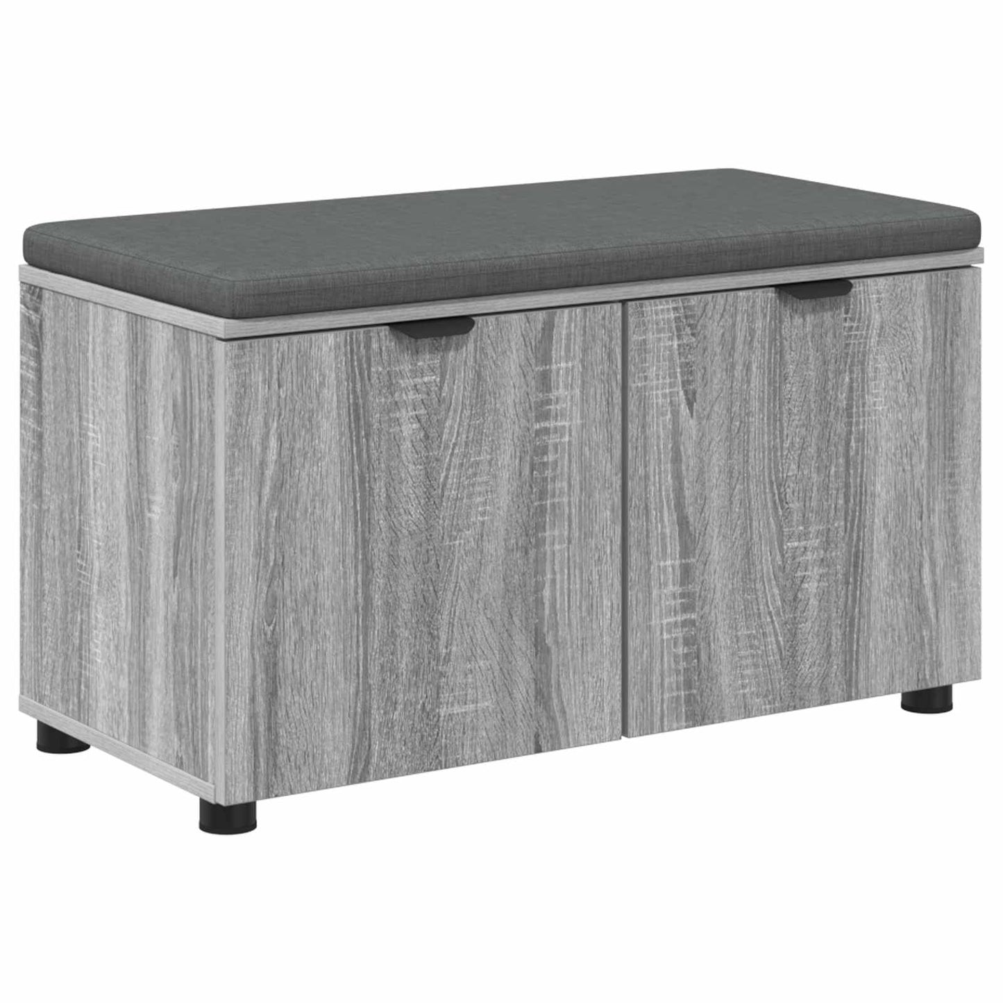 Hall Bench with Cushion with Shelf Grey Sonoma 80 x 38 x 46 cm