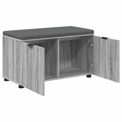 Hall Bench with Cushion with Shelf Grey Sonoma 80 x 38 x 46 cm