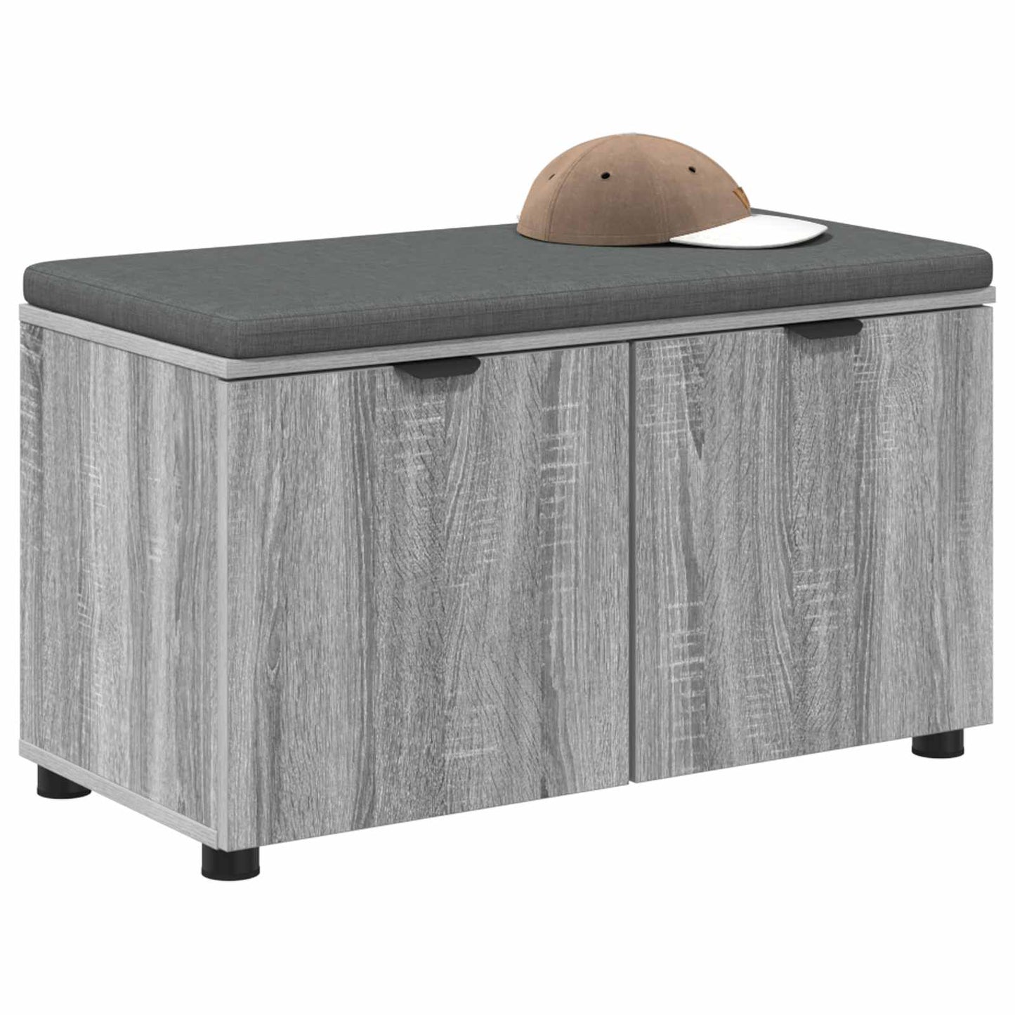 Hall Bench with Cushion with Shelf Grey Sonoma 80 x 38 x 46 cm