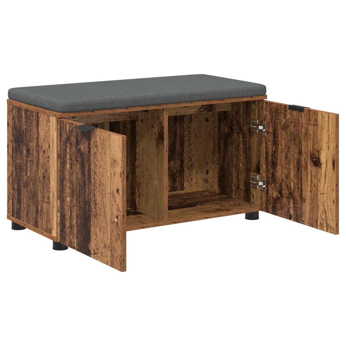 Hall Bench Old Wood 80 x 38 x 46 cm Engineered Wood and Fabric