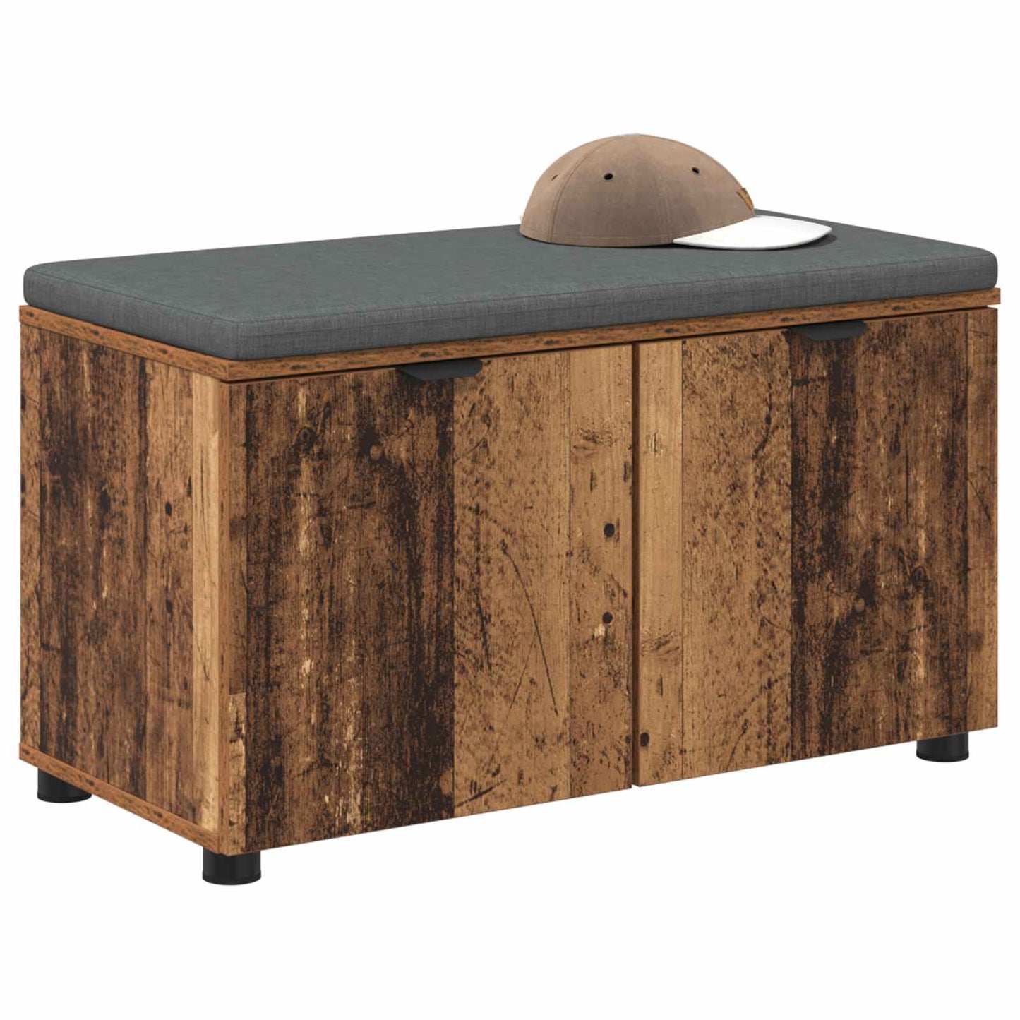 Hall Bench Old Wood 80 x 38 x 46 cm Engineered Wood and Fabric