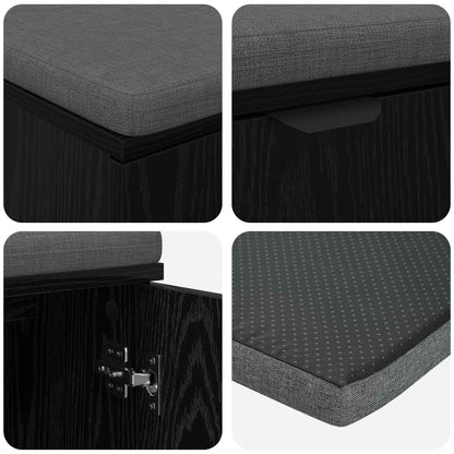 Hall Bench with Cushion with Shelf Black Oak 100 x 38 x 46 cm