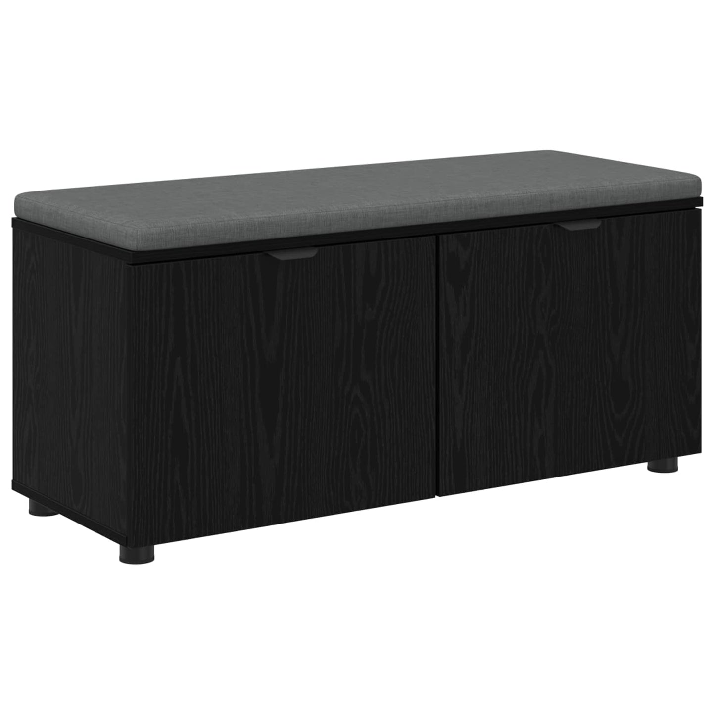 Hall Bench with Cushion with Shelf Black Oak 100 x 38 x 46 cm