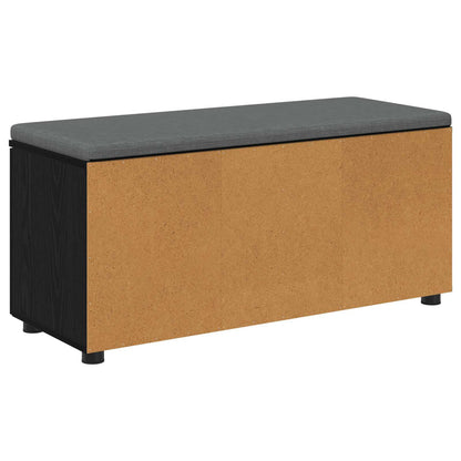 Hall Bench with Cushion with Shelf Black Oak 100 x 38 x 46 cm