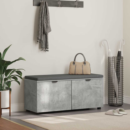Hall Bench with Cushion Concrete Grey 100 x 38 x 46 cm