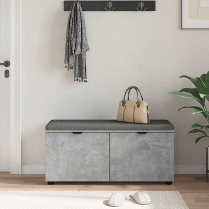 Hall Bench with Cushion Concrete Grey 100 x 38 x 46 cm