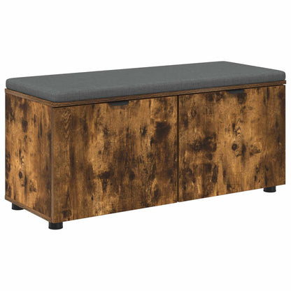 Hall Bench with Cushion with Shelf Smoked Oak 100 x 38 x 46 cm