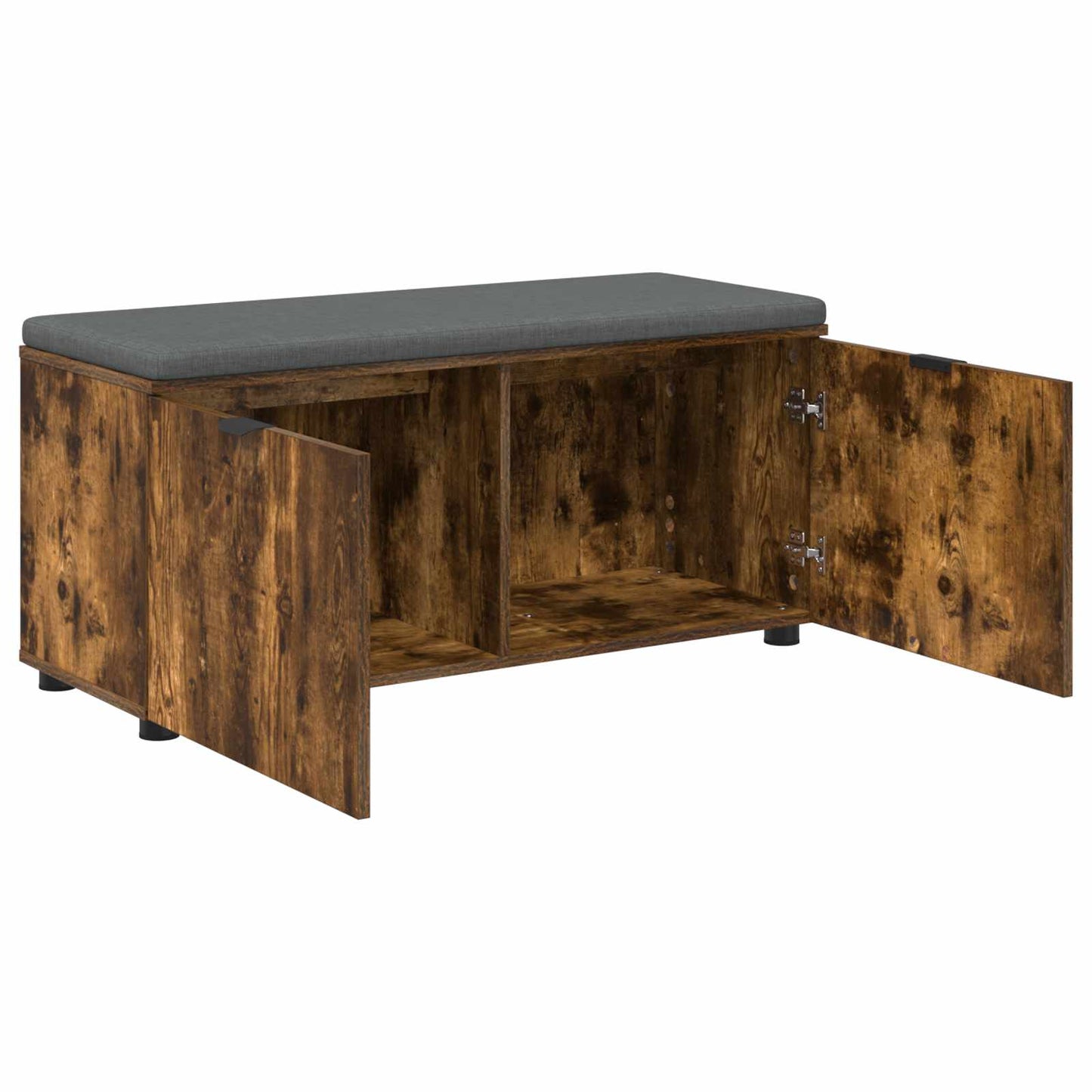 Hall Bench with Cushion with Shelf Smoked Oak 100 x 38 x 46 cm