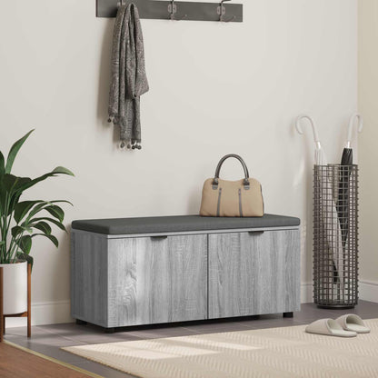 Hall Bench with Cushion with Shelf Grey Sonoma 100 x 38 x 46 cm