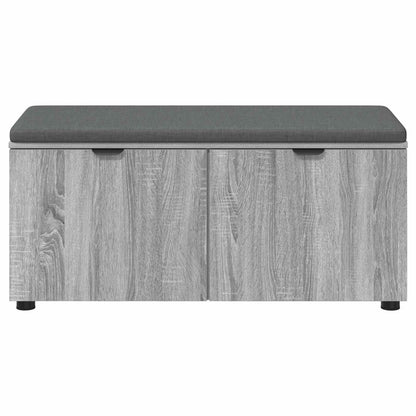 Hall Bench with Cushion with Shelf Grey Sonoma 100 x 38 x 46 cm