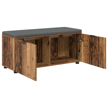 Hall Bench Old Wood 100 x 38 x 46 cm Engineered Wood and Fabric