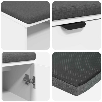 Hall Bench White 60 x 38 x 46 cm Engineered Wood and Fabric