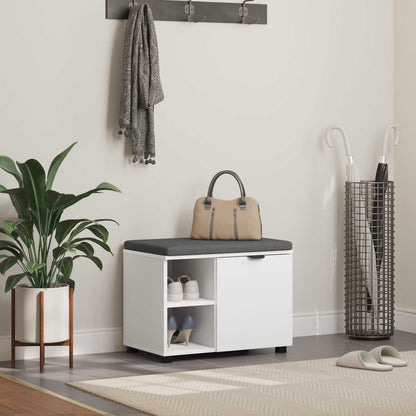 Hall Bench White 60 x 38 x 46 cm Engineered Wood and Fabric