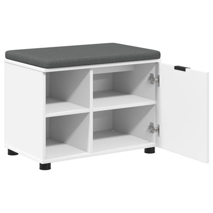 Hall Bench White 60 x 38 x 46 cm Engineered Wood and Fabric