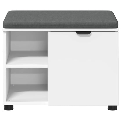 Hall Bench White 60 x 38 x 46 cm Engineered Wood and Fabric