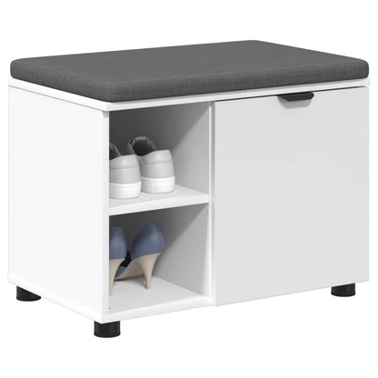Hall Bench White 60 x 38 x 46 cm Engineered Wood and Fabric