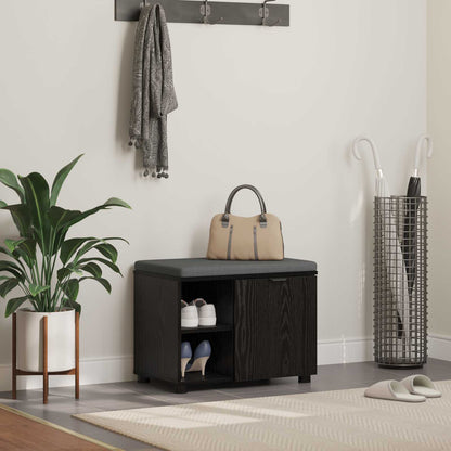 Hall Bench Black Oak 60 x 38 x 46 cm Engineered Wood and Fabric