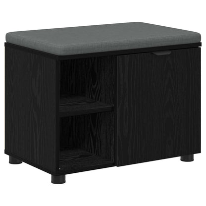Hall Bench Black Oak 60 x 38 x 46 cm Engineered Wood and Fabric